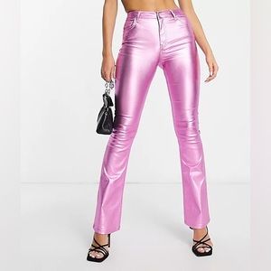 Miss Selfridge Metallic Flare Jeans